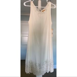 Alice + Olivia white beaded knee length dress
